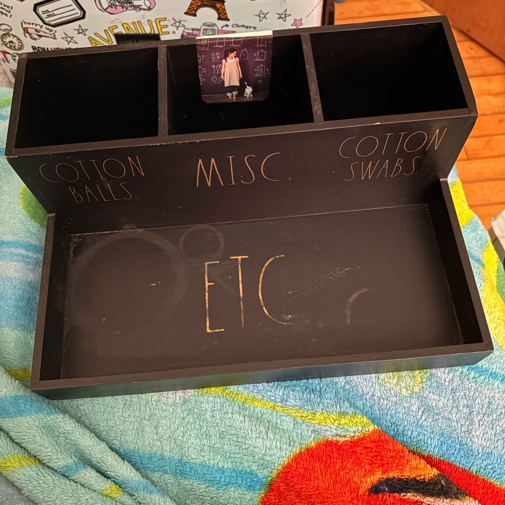 Rae Dunn Black 'ETC' Storage Organizer